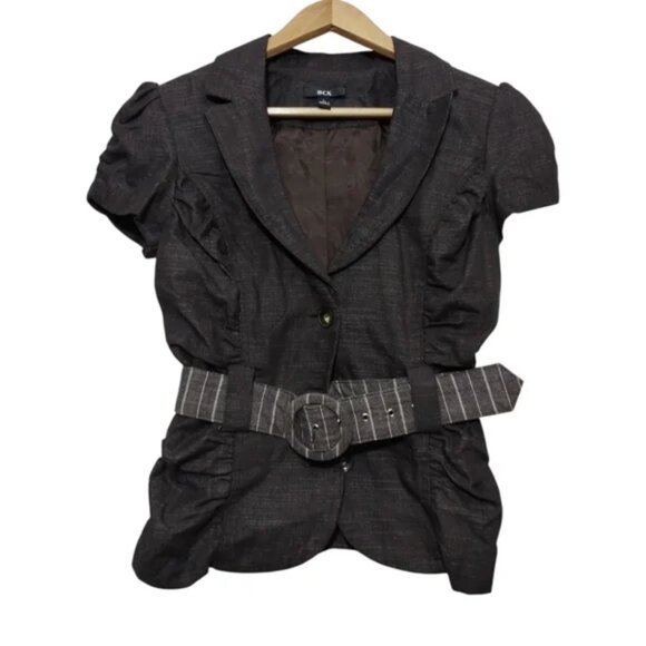 Jackets & Blazers - BCX Women's L Blazer Jacket Short Sleeve Belted Y2K